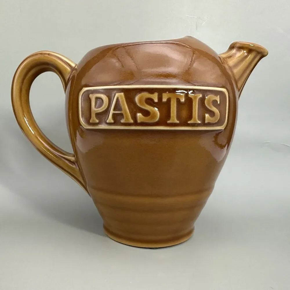 VTG Revol France Pastis Water Pitcher 834P Brown Porcelain French Bistro Jug
